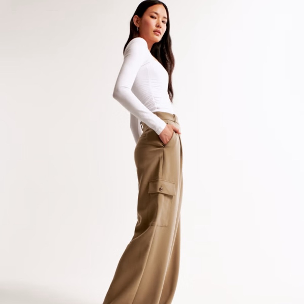 Abercrombie & Fitch Olive-Tan Wide Leg Cargo Trousers